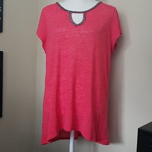 JUICY COUTURE PINK SHORT SLEEVE STONE ACCNT BLOUSE